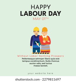  World Labour day 1 May social media post template design.
