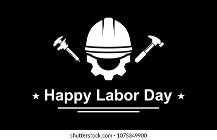 World Labour Day. Hardhat, caliper and hammer concept vector icon.