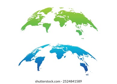 World land atlas or planet cartography vector.Green planet earth Blue planet earth.