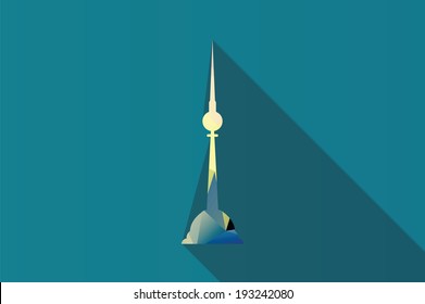 World Landmark, CN Tower, Toronto, Canada, Vector Illustration