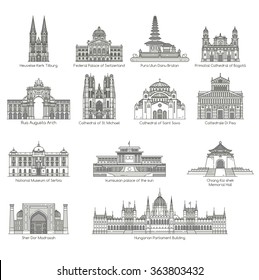 World Landmark Icon Set , eps10 vector format