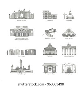 World Landmark Icon Set , eps10 vector format