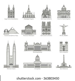 World Landmark Icon Set , eps10 vector format