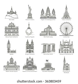 World Landmark Icon Set , eps10 vector format