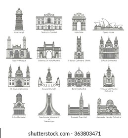 World Landmark Icon Set , eps10 vector format