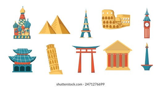 Conjunto de Vector de ilustración de Lugar famoso mundial