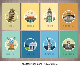 World landmarks collection. Travel and Tourism. Vector illustration