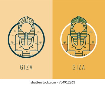 World landmarks. Egypt. Travel and tourism background. Line icons. Vector illustration