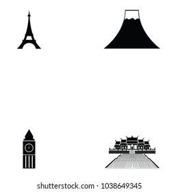 world landmarks icon set