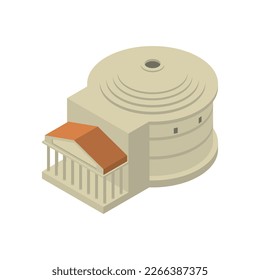 World landmarks isometric composition with isolated image of famous ancient historic building vector illustration