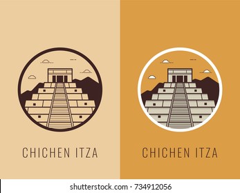 World landmarks. Mexico. Travel and tourism background. Line icons. Vector illustration