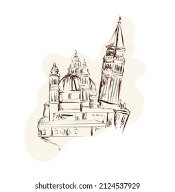 World landmarks sketch vintage icons set