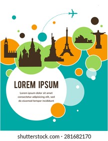World landmarks travel background with  place for text