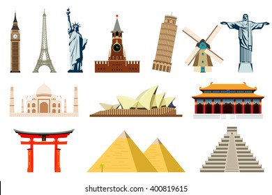 World Landmarks. Travel and Tourism. Vector Illustration