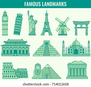 World landmarks. Travel and Tourism. Vector illustration