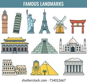 World landmarks. Travel and Tourism. Vector illustration