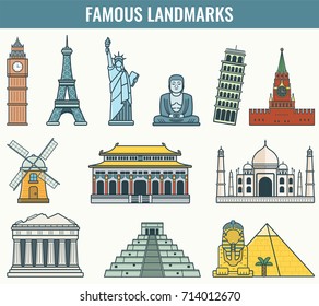 World landmarks. Travel and Tourism. Vector illustration