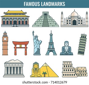 World landmarks. Travel and Tourism. Vector illustration