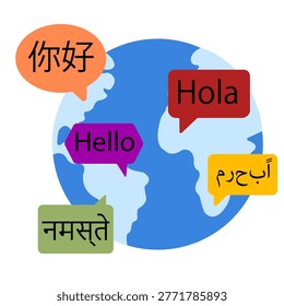 World languages icon representing global communication, multilingual diversity, and international connection