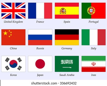 World languages. Set of flags. Vector.