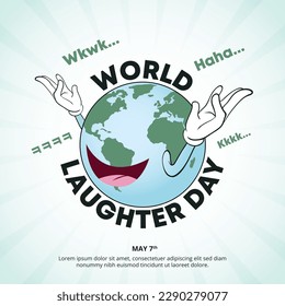 World laughter day background with the earth laughing