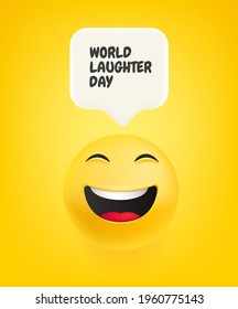 World laughter day banner. Laughing face with speech bubble