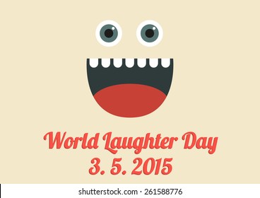 World Laughter Day card in vintage colors and flat style 