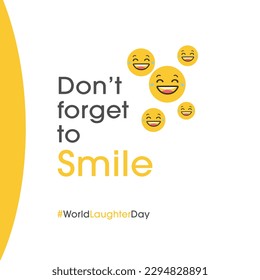 World Laughter Day, Don't Forget To Laugh Quote, Social Media Digital Post, E Greetings, Poster, Happy Smiley, International Day 