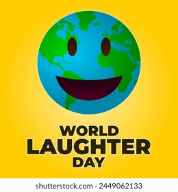 World laughter day, Earth in the shape of happy emoji. World laughter day background with the earth laughing