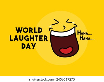 World Laughter Day. First Sunday of May. Yellow background. Eps 10.