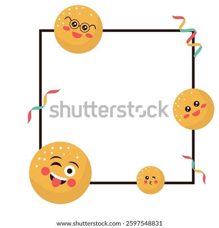 World laughter day frame, funny cartoon illustration on the white background