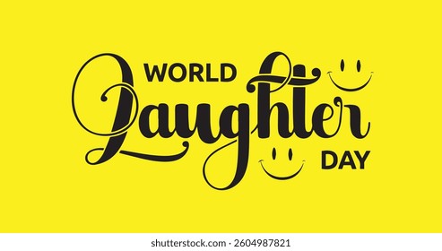 World Laughter Day Handwritten Calligraphy Vector. Fun and Playful Typography Design for Social Media, Posters, Greeting Cards, Marketing, and Celebration Graphics