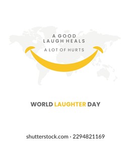 World Laughter Day, May 2nd, Smile icon with Laugh Quote, Digital Post Vector White BG, Social Media Special
