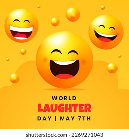 Día mundial de la risa 7 de mayo con la ilustración de los emoticonos de risa