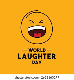 World Laughter Day. May. Yellow background. Banner, card, background. Icon. Eps 10.