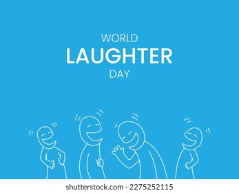 world laughter day poster with several illustrations of people laughing. Vector illustration