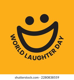 World laughter Day Vector Illustration for greeting card, poster, banner, social media post. laughing emoji vector on yellow background.