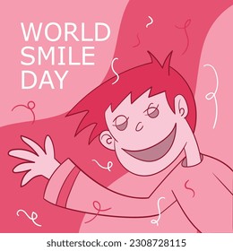 Vector del Día Mundial de la Risas en colores magenta