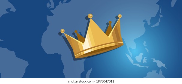 world leader gold crown and map of the world kingdom king global monarchy