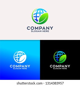 World And Leaf Logo Modern Design