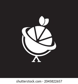 World Leaf Logo Vector Image, World Fruit Logo, Globe Icon, Logo Icon, Leaf Icon PNG And Vector With Black Background