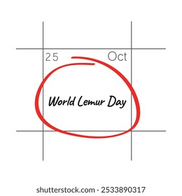World Lemur Day, October 25 - calendar date.