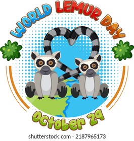 Ilustración de diseño de afiches del Día Mundial del Lemur