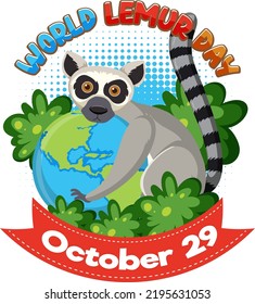 Ilustración de diseño de afiches del Día Mundial del Lemur
