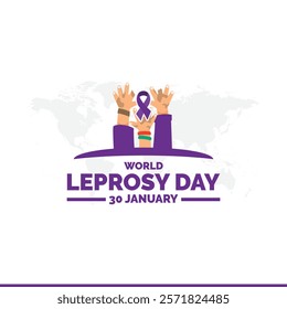 World Leprosy Day. background, banner, card, poster, template. Vector illustration.Flat illustration of World Leprosy Day. Vector banner ribbon with flowers