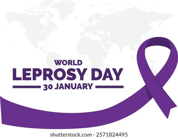 World Leprosy Day. background, banner, card, poster, template. Vector illustration.Flat illustration of World Leprosy Day. Vector banner ribbon with flowers