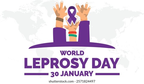 World Leprosy Day. background, banner, card, poster, template. Vector illustration.Flat illustration of World Leprosy Day. Vector banner ribbon with flowers