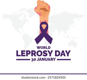 World Leprosy Day. background, banner, card, poster, template. Vector illustration.Flat illustration of World Leprosy Day. Vector banner ribbon with flowers