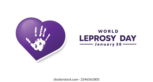 World Leprosy Day. Hand and heart. Great for cards, banners, posters, social media and more. White background.