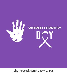 World leprosy day. Hand and ribbon illustration. Flat design vector isolated.